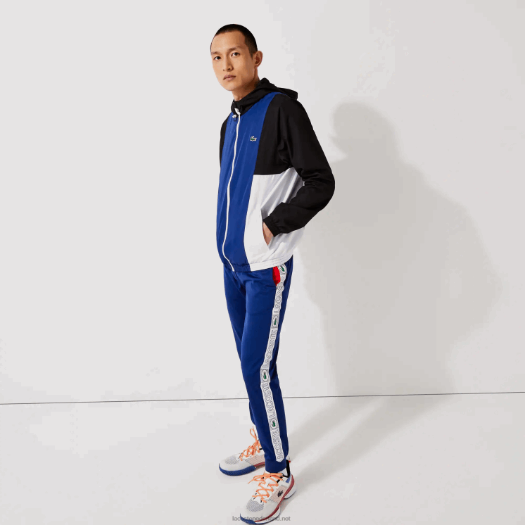 Lacoste sport colorblock licht jack met ritssluiting 0828H1322 blauw zwart wit alv Heren