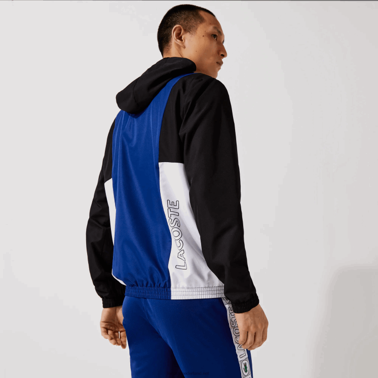 Lacoste sport colorblock licht jack met ritssluiting 0828H1322 blauw zwart wit alv Heren