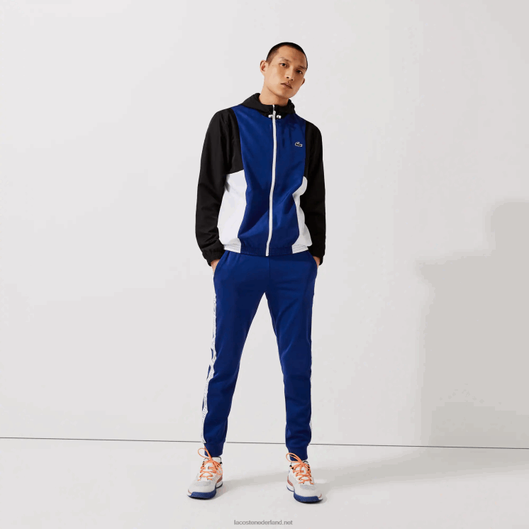 Lacoste sport colorblock licht jack met ritssluiting 0828H1322 blauw zwart wit alv Heren