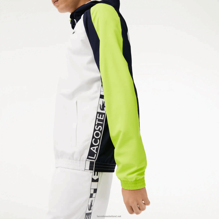 Lacoste sport colorblock tennisjack 0828H1274 wit marineblauw geel 6f5 Heren