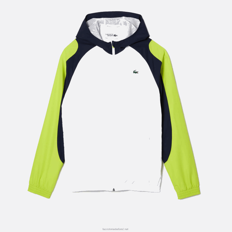 Lacoste sport colorblock tennisjack 0828H1274 wit marineblauw geel 6f5 Heren