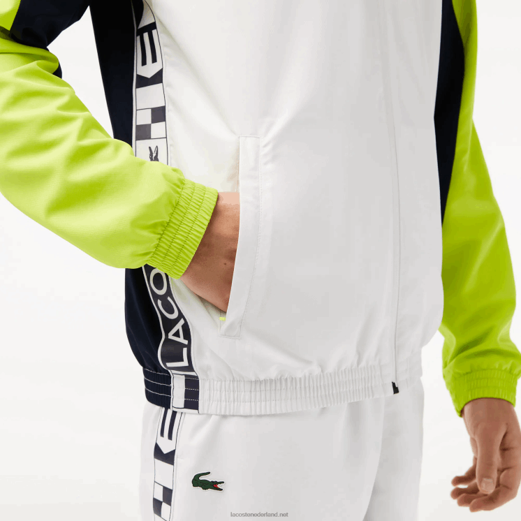 Lacoste sport colorblock tennisjack 0828H1274 wit marineblauw geel 6f5 Heren