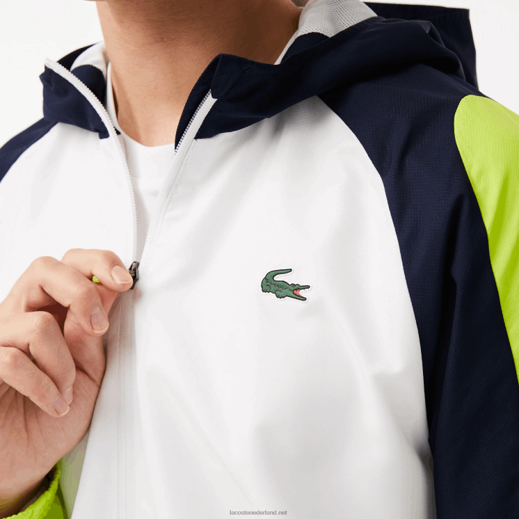 Lacoste sport colorblock tennisjack 0828H1274 wit marineblauw geel 6f5 Heren