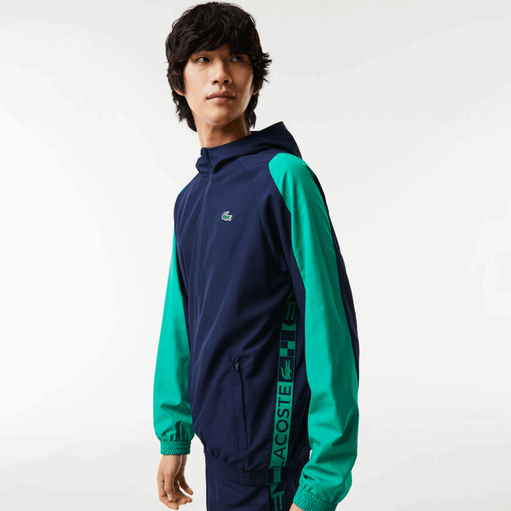Lacoste sport colorblock tennisjack 0828H1275 marineblauw groen x1e Heren