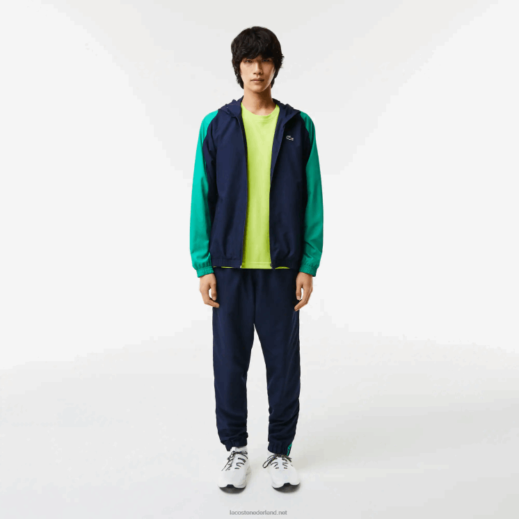 Lacoste sport colorblock tennisjack 0828H1275 marineblauw groen x1e Heren