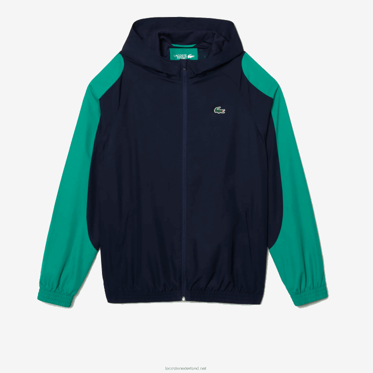 Lacoste sport colorblock tennisjack 0828H1275 marineblauw groen x1e Heren