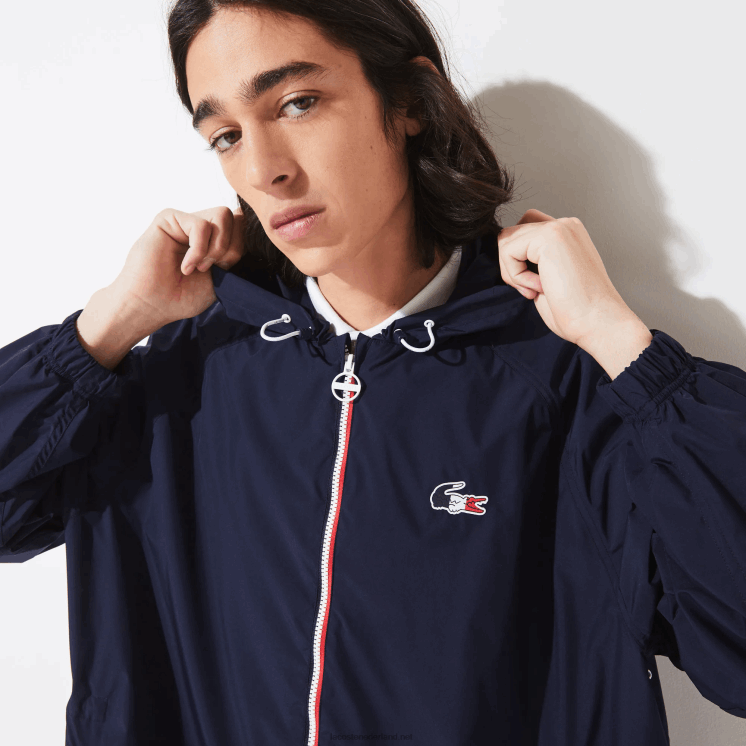 Lacoste sport franse sport spirit edition opvouwbare regenjas 0828H1296 marineblauw wit rood wet Heren