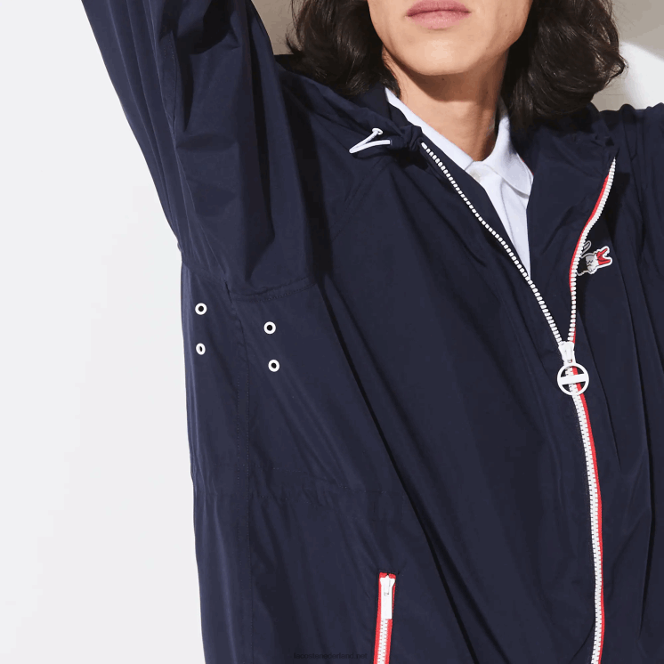 Lacoste sport franse sport spirit edition opvouwbare regenjas 0828H1296 marineblauw wit rood wet Heren