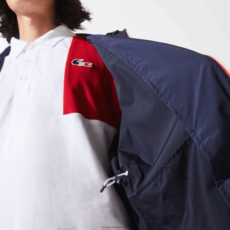 Lacoste sport franse sport spirit edition opvouwbare regenjas 0828H1296 marineblauw wit rood wet Heren