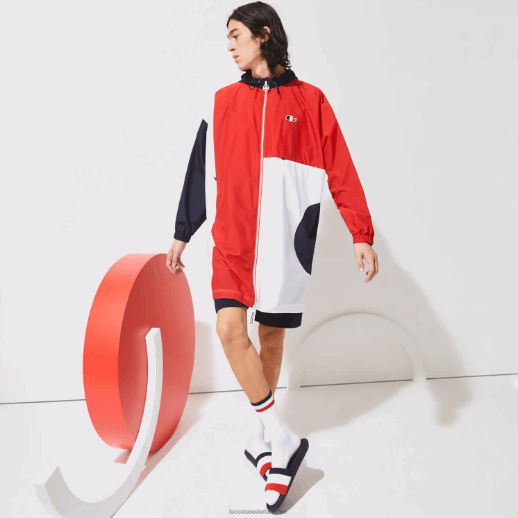 Lacoste sport franse sport spirit edition oversized regenjas 0828H1299 marineblauw rood wit db3 Heren