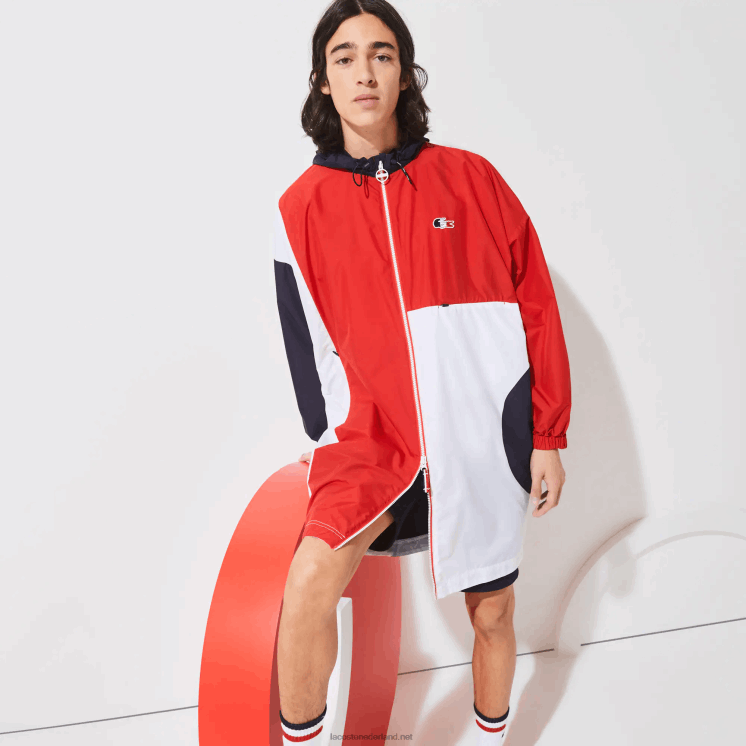 Lacoste sport franse sport spirit edition oversized regenjas 0828H1299 marineblauw rood wit db3 Heren
