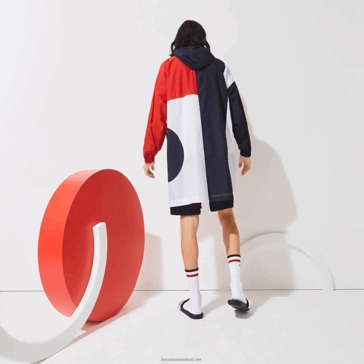 Lacoste sport franse sport spirit edition oversized regenjas 0828H1299 marineblauw rood wit db3 Heren