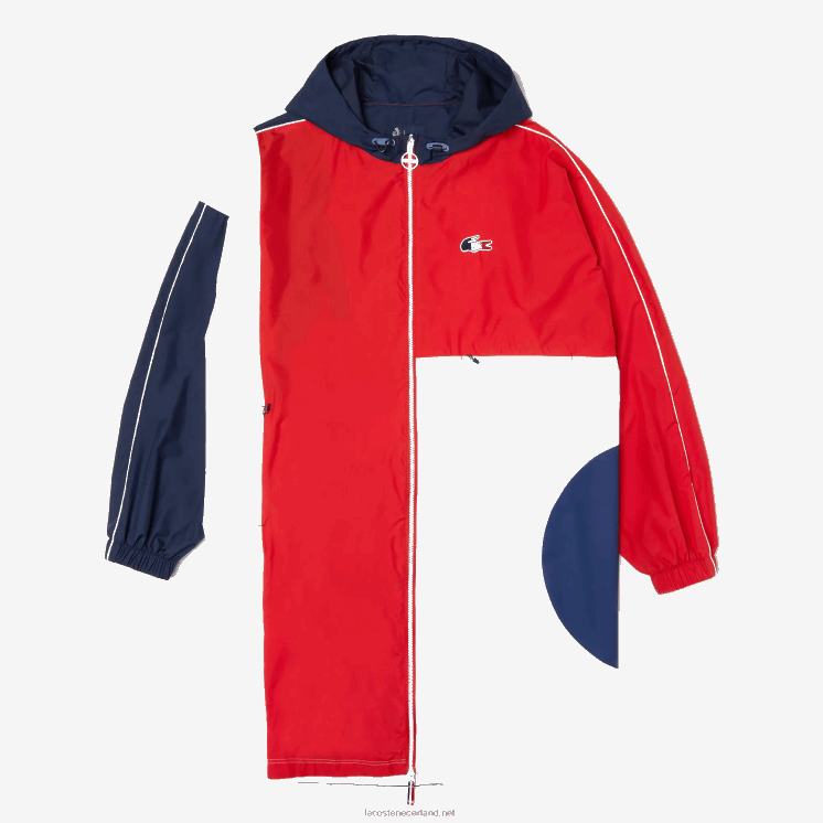 Lacoste sport franse sport spirit edition oversized regenjas 0828H1299 marineblauw rood wit db3 Heren