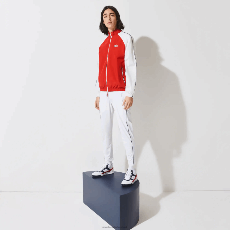 Lacoste sport franse sportieve geest editie waterbestendig jack met rits 0828H1287 rood wit marineblauw yy2 Heren
