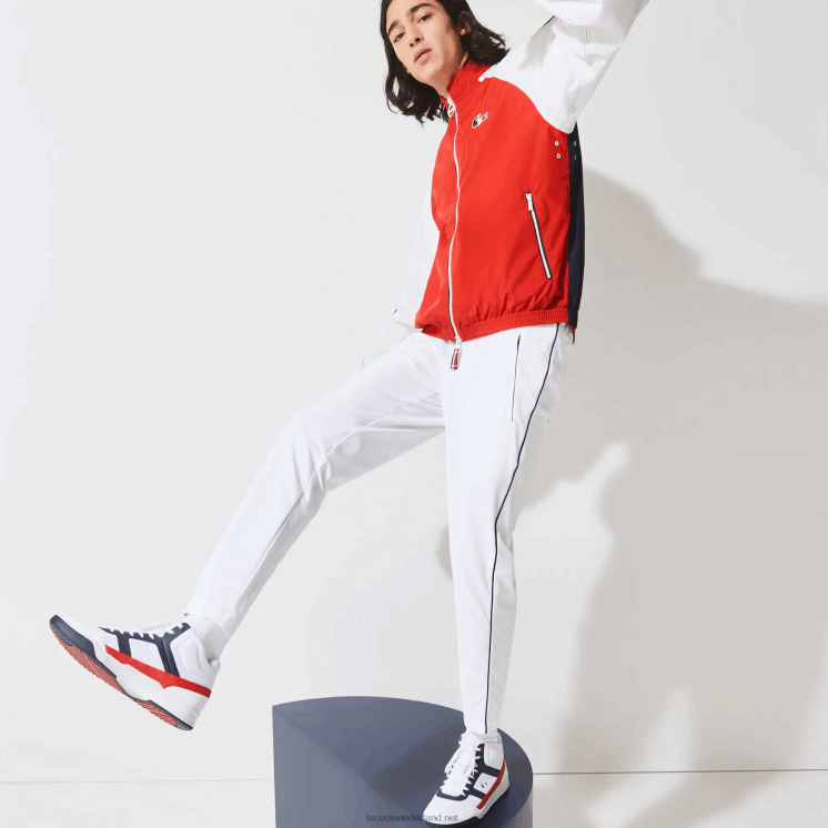 Lacoste sport franse sportieve geest editie waterbestendig jack met rits 0828H1287 rood wit marineblauw yy2 Heren