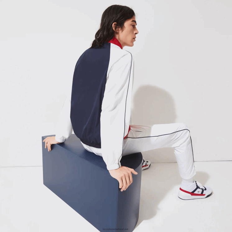 Lacoste sport franse sportieve geest editie waterbestendig jack met rits 0828H1287 rood wit marineblauw yy2 Heren