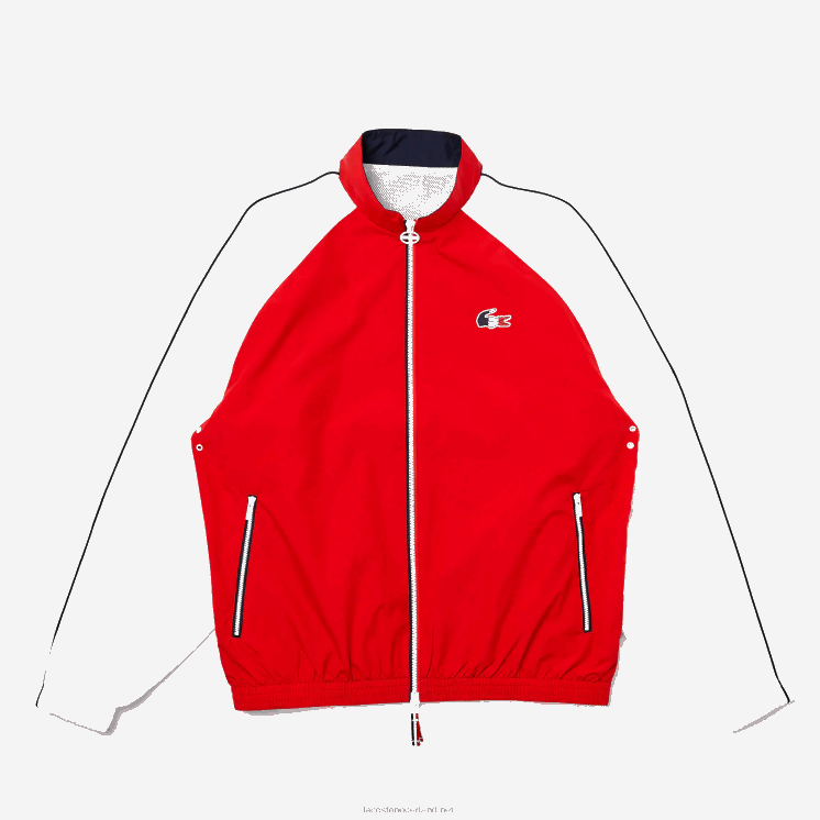 Lacoste sport franse sportieve geest editie waterbestendig jack met rits 0828H1287 rood wit marineblauw yy2 Heren