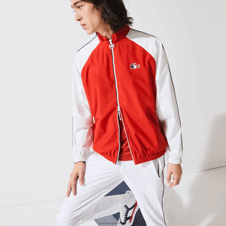 Lacoste sport franse sportieve geest editie waterbestendig jack met rits 0828H1287 rood wit marineblauw yy2 Heren