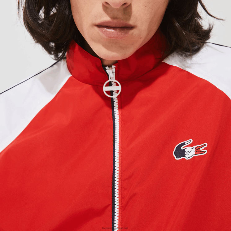 Lacoste sport franse sportieve geest editie waterbestendig jack met rits 0828H1287 rood wit marineblauw yy2 Heren