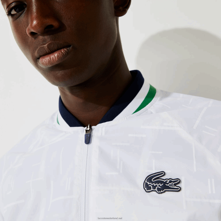 Lacoste sport lichtgewicht waterafstotend jack 0828H1321 wit marineblauw wit groen gqe Heren