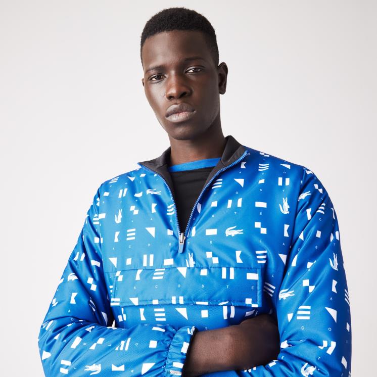 Lacoste sport omkeerbaar waterafstotend tennisjack 0828H1236 wit zwart blauw sbm Heren