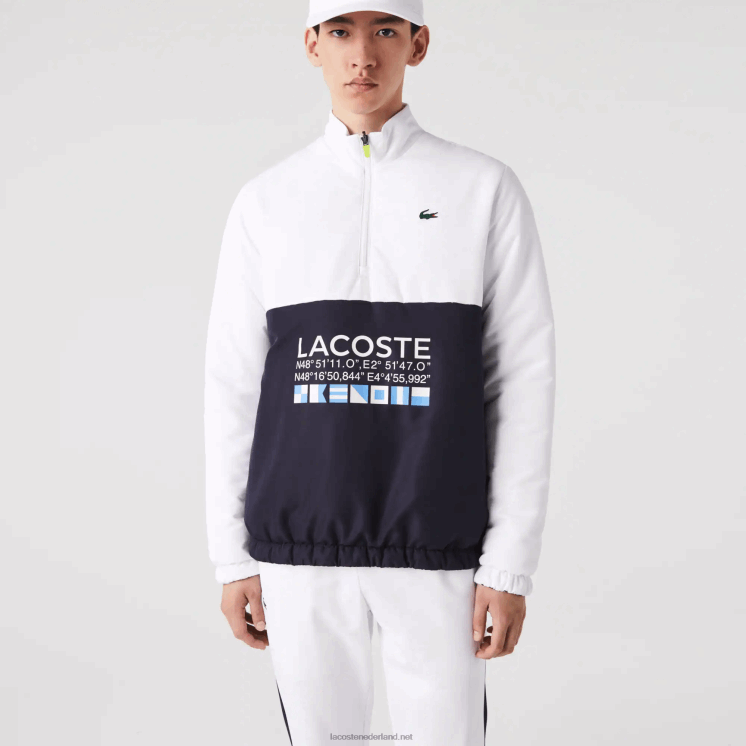 Lacoste sport omkeerbaar waterafstotend tennisjack 0828H1237 wit marineblauw 0l3 Heren