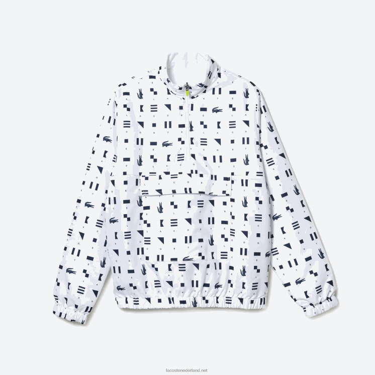 Lacoste sport omkeerbaar waterafstotend tennisjack 0828H1237 wit marineblauw 0l3 Heren