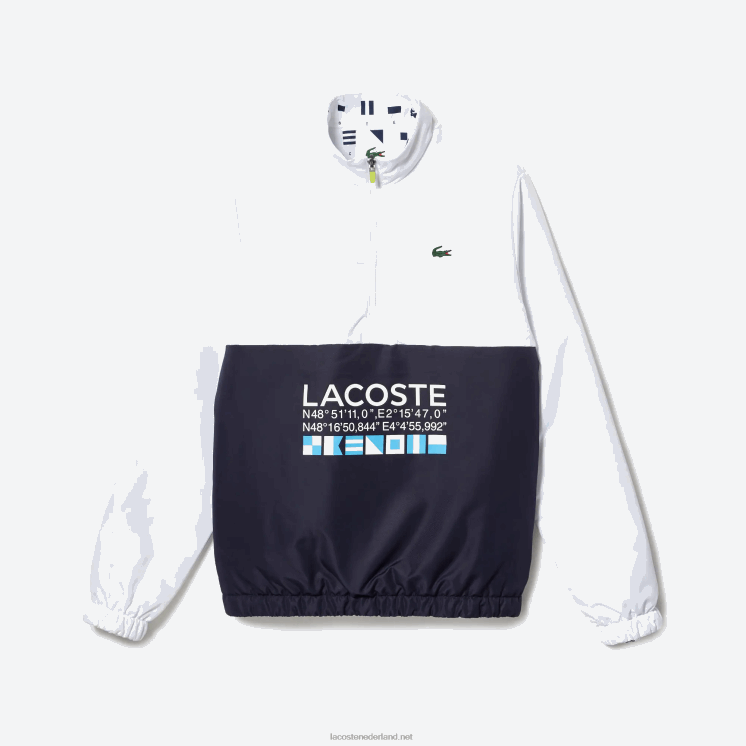 Lacoste sport omkeerbaar waterafstotend tennisjack 0828H1237 wit marineblauw 0l3 Heren