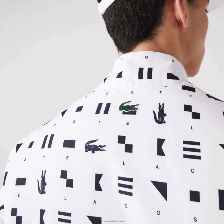 Lacoste sport omkeerbaar waterafstotend tennisjack 0828H1237 wit marineblauw 0l3 Heren