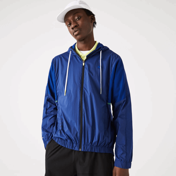 Lacoste sport packable nylon jack met rits 0828H1306 blauw zwart mqs Heren