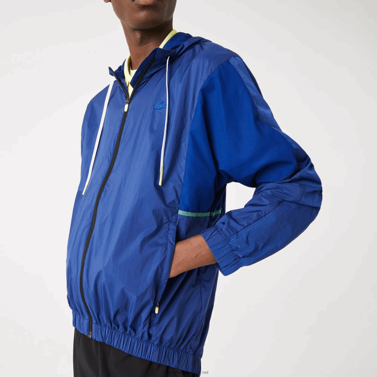 Lacoste sport packable nylon jack met rits 0828H1306 blauw zwart mqs Heren