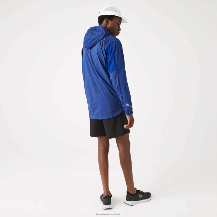 Lacoste sport packable nylon jack met rits 0828H1306 blauw zwart mqs Heren