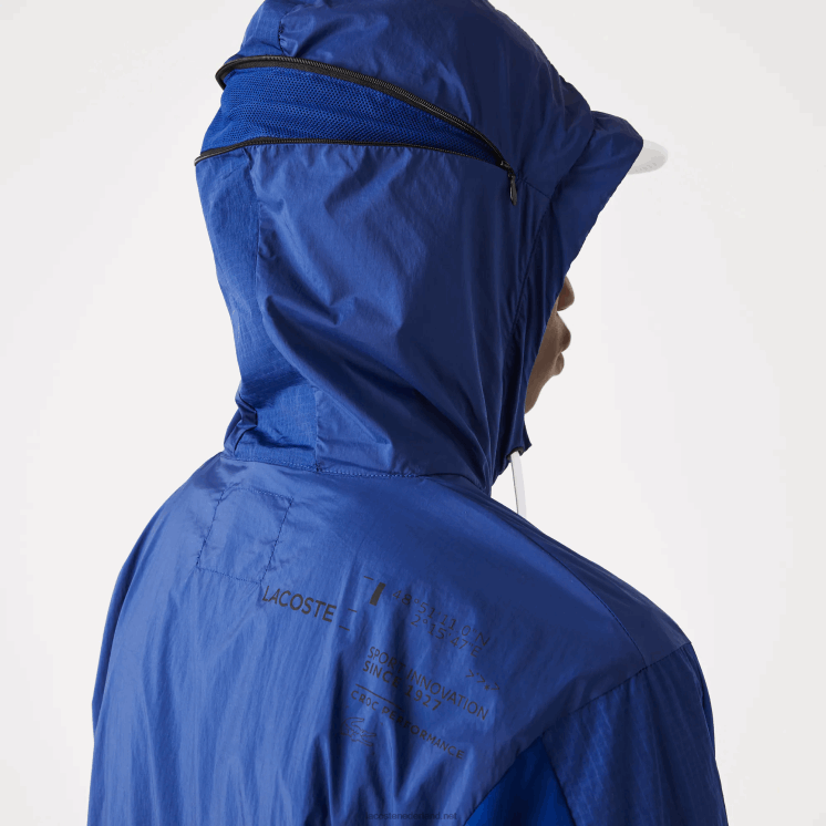 Lacoste sport packable nylon jack met rits 0828H1306 blauw zwart mqs Heren