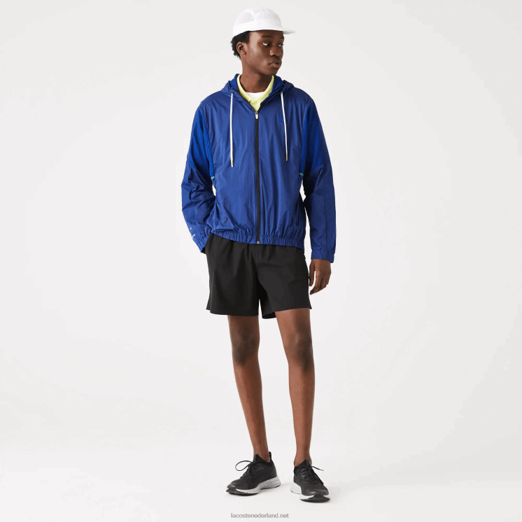 Lacoste sport packable nylon jack met rits 0828H1306 blauw zwart mqs Heren