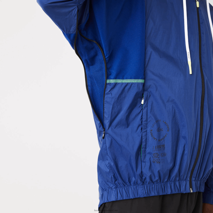 Lacoste sport packable nylon jack met rits 0828H1306 blauw zwart mqs Heren
