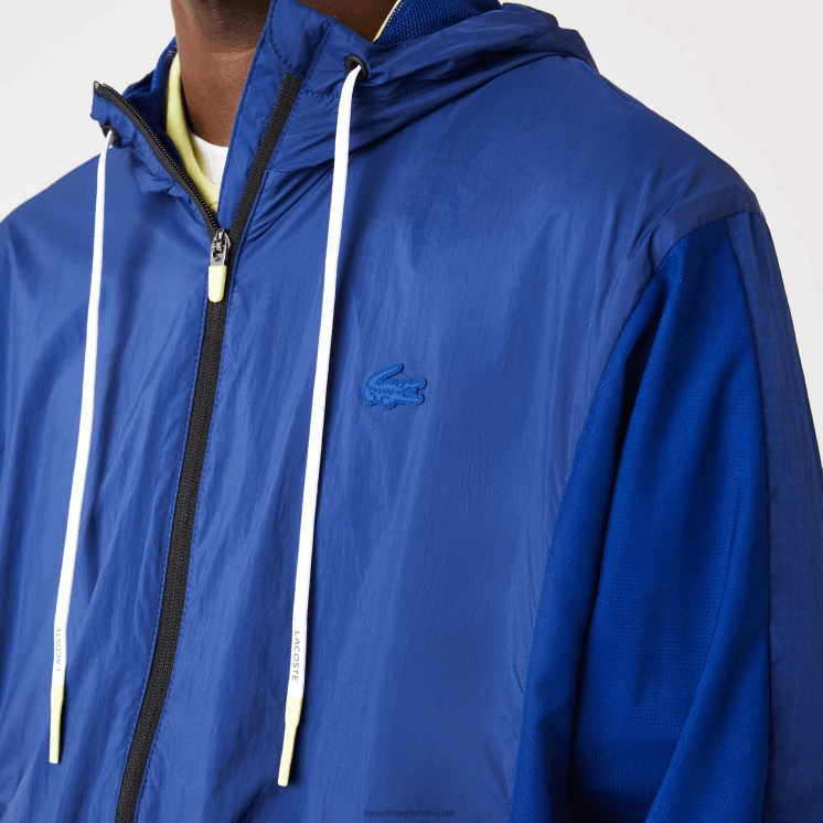 Lacoste sport packable nylon jack met rits 0828H1306 blauw zwart mqs Heren