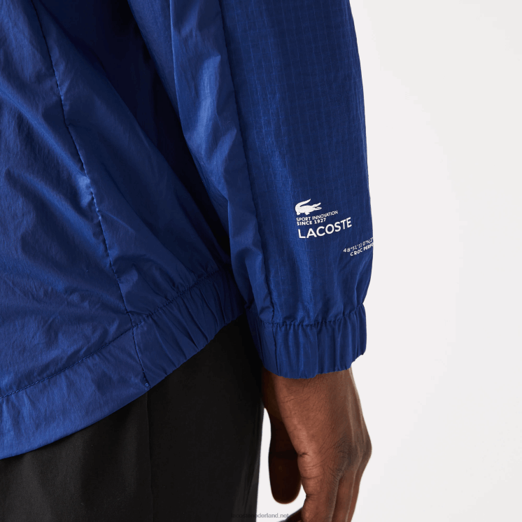 Lacoste sport packable nylon jack met rits 0828H1306 blauw zwart mqs Heren