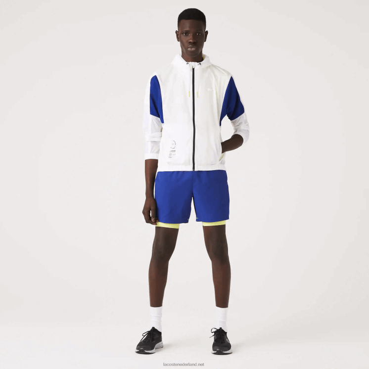 Lacoste sport packable nylon jack met rits 0828H1307 flitsende geel zwarte ght Heren