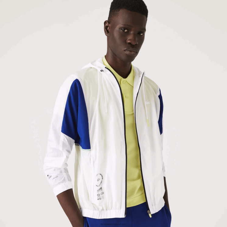 Lacoste sport packable nylon jack met rits 0828H1307 flitsende geel zwarte ght Heren