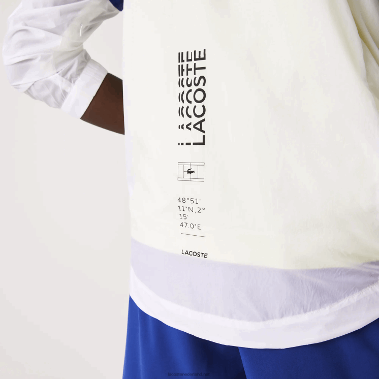 Lacoste sport packable nylon jack met rits 0828H1307 flitsende geel zwarte ght Heren