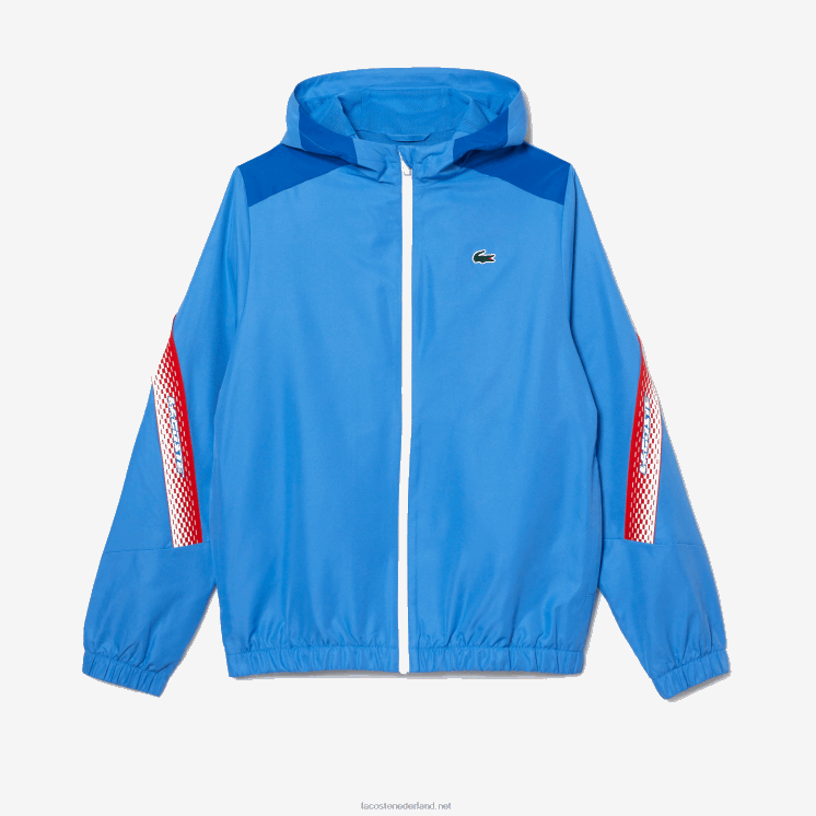 Lacoste tennisjack met capuchon van gerecycled polyester 0828H380 blauw wit wxi Heren