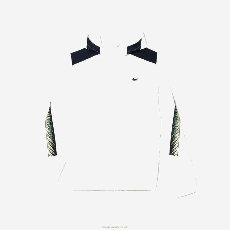 Lacoste tennisjack met capuchon van gerecycled polyester 0828H381 wit marineblauw geel x1i Heren