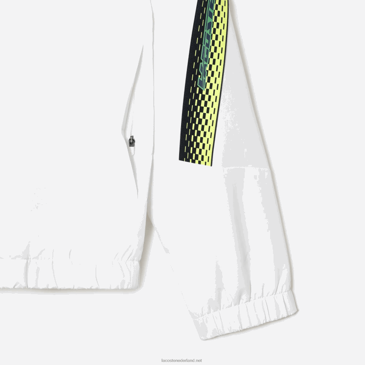 Lacoste tennisjack met capuchon van gerecycled polyester 0828H381 wit marineblauw geel x1i Heren