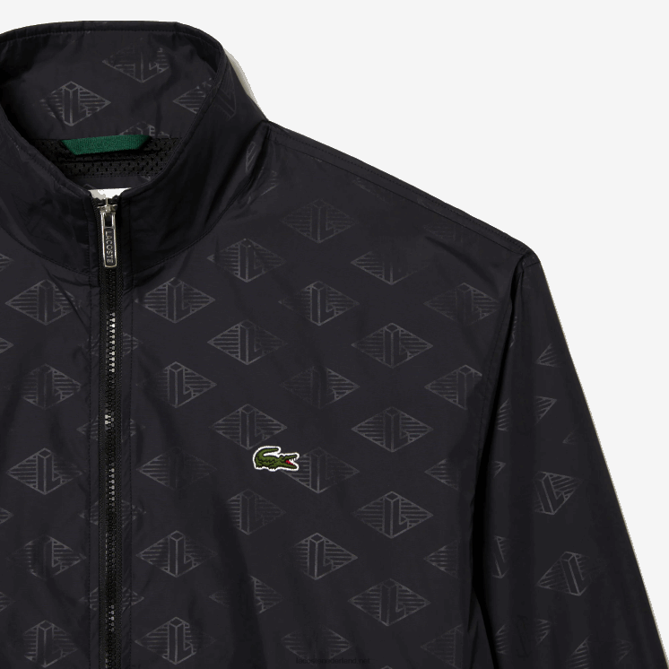 Lacoste trainingsjack met monogramprint 0828H377 zwart 031 Heren