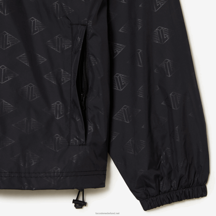 Lacoste trainingsjack met monogramprint 0828H377 zwart 031 Heren