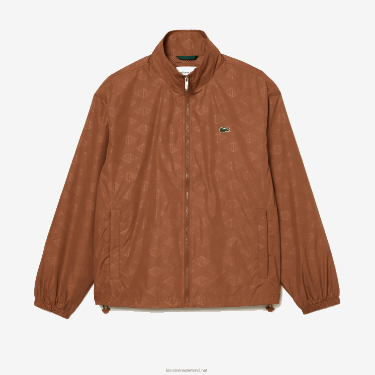 Lacoste trainingsjack met monogramprint 0828H378 lichtbruin lfa Heren