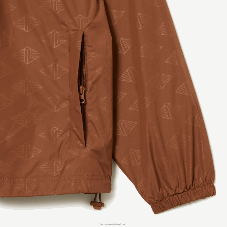 Lacoste trainingsjack met monogramprint 0828H378 lichtbruin lfa Heren