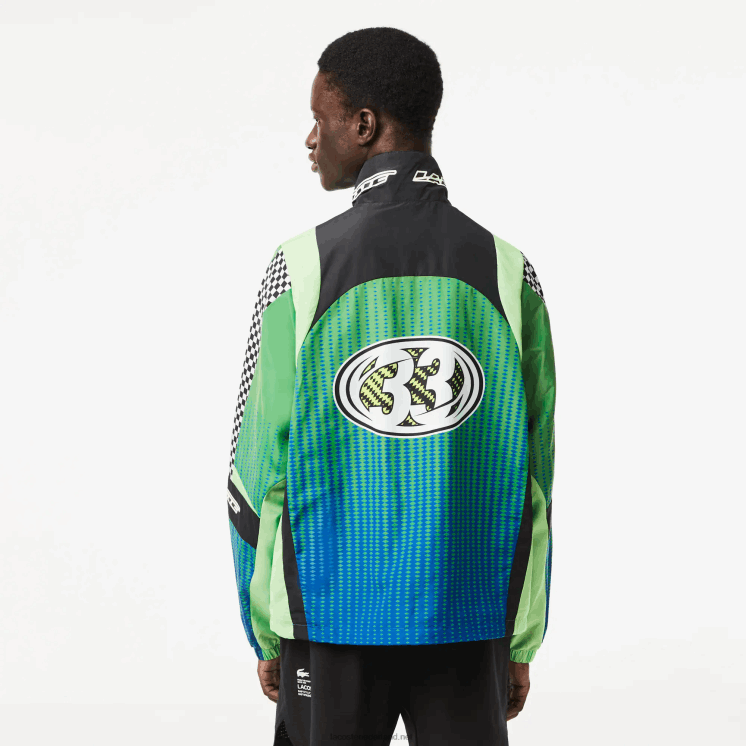 Lacoste trainingsjack met ombre dambordprint 0828H392 groen blauw chy Heren