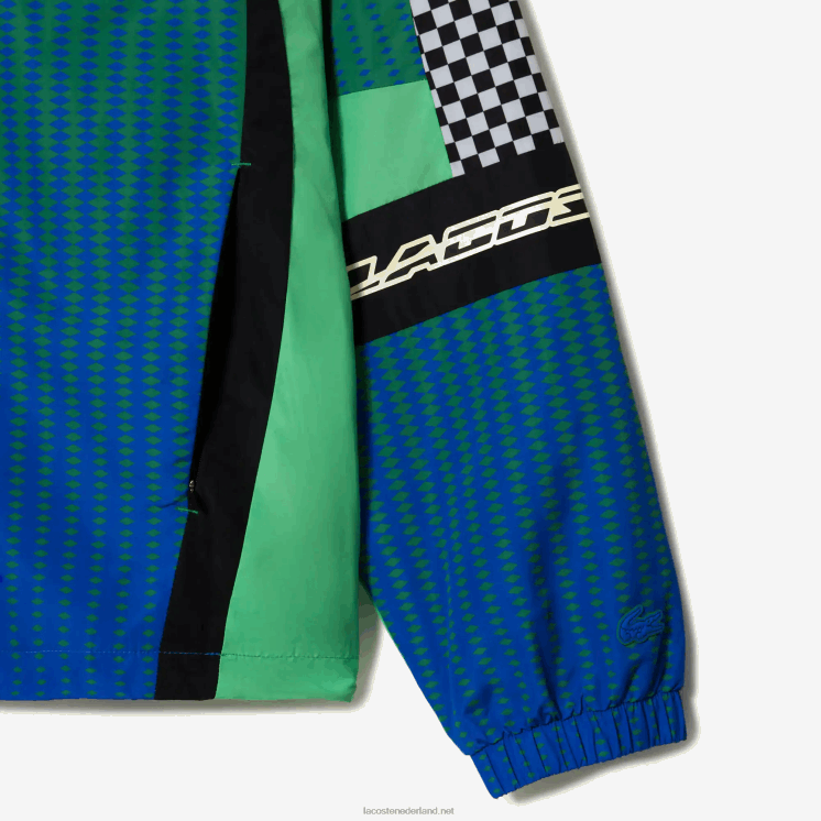 Lacoste trainingsjack met ombre dambordprint 0828H392 groen blauw chy Heren