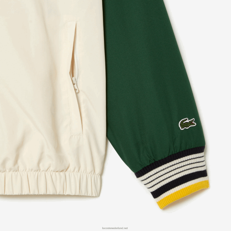 Lacoste trainingsjack van gerecycled polyester 0828H391 wit groen pt2 Heren